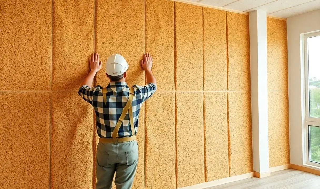 Pose d'une isolation liège mur intérieur. Avis : ce matériau offre une excellente isolation thermique et acoustique.