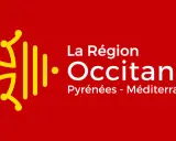 Le logo de la Région Occitanie, avec son emblème jaune sur fond rouge. Pensez à l'eco cheque Occitanie pour vos projets durables !