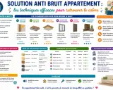 Les techniques efficaces pour réduire le bruit : isolation des murs, sols, plafonds, menuiseries, portes et aménagement intérieur pour une isolation phonique optimale.
