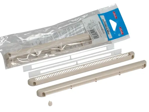 Pièces d'une entrée d'air autoréglable universelle, pour un bon fonctionnement de la ventilation.