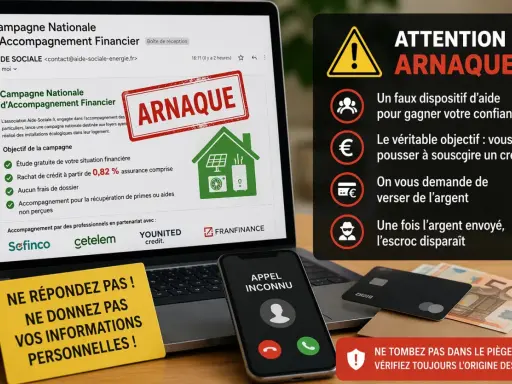 Attention arnaque ! Un faux démarchage pour un bilan énergétique gratuit promet un crédit mais vise à vous escroquer. Ne donnez jamais vos infos.