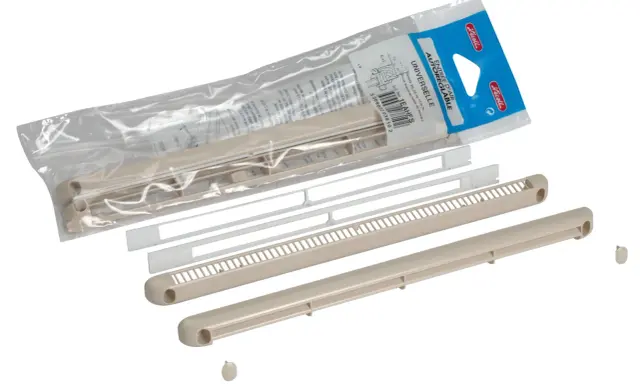 Pièces d'une entrée d'air autoréglable universelle, pour un bon fonctionnement de la ventilation.