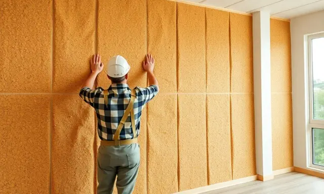 Pose d'une isolation liège mur intérieur. Avis : ce matériau offre une excellente isolation thermique et acoustique.