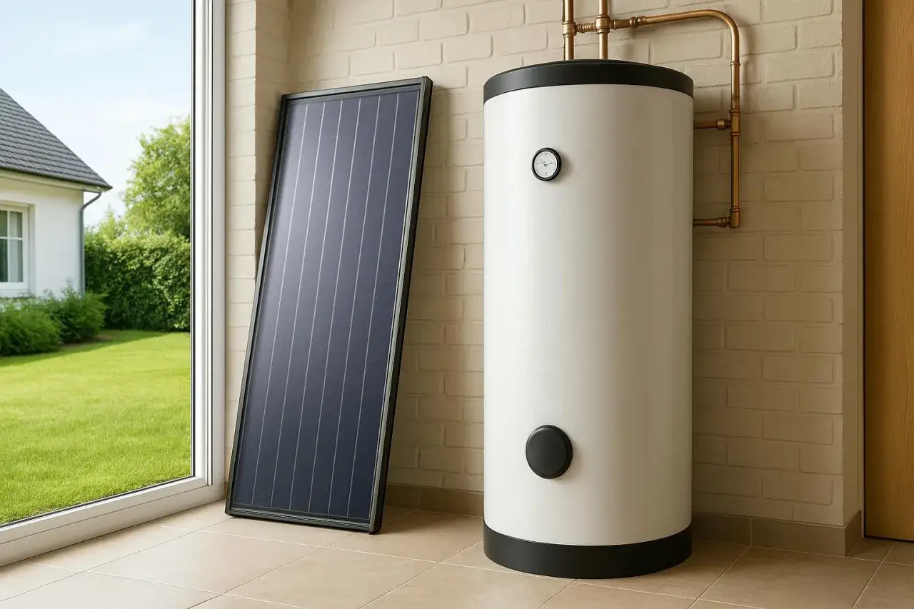 Un chauffe-eau solaire, élément clé d'un système solaire combiné, est prêt à capter l'énergie du soleil pour chauffer l'eau de votre maison.