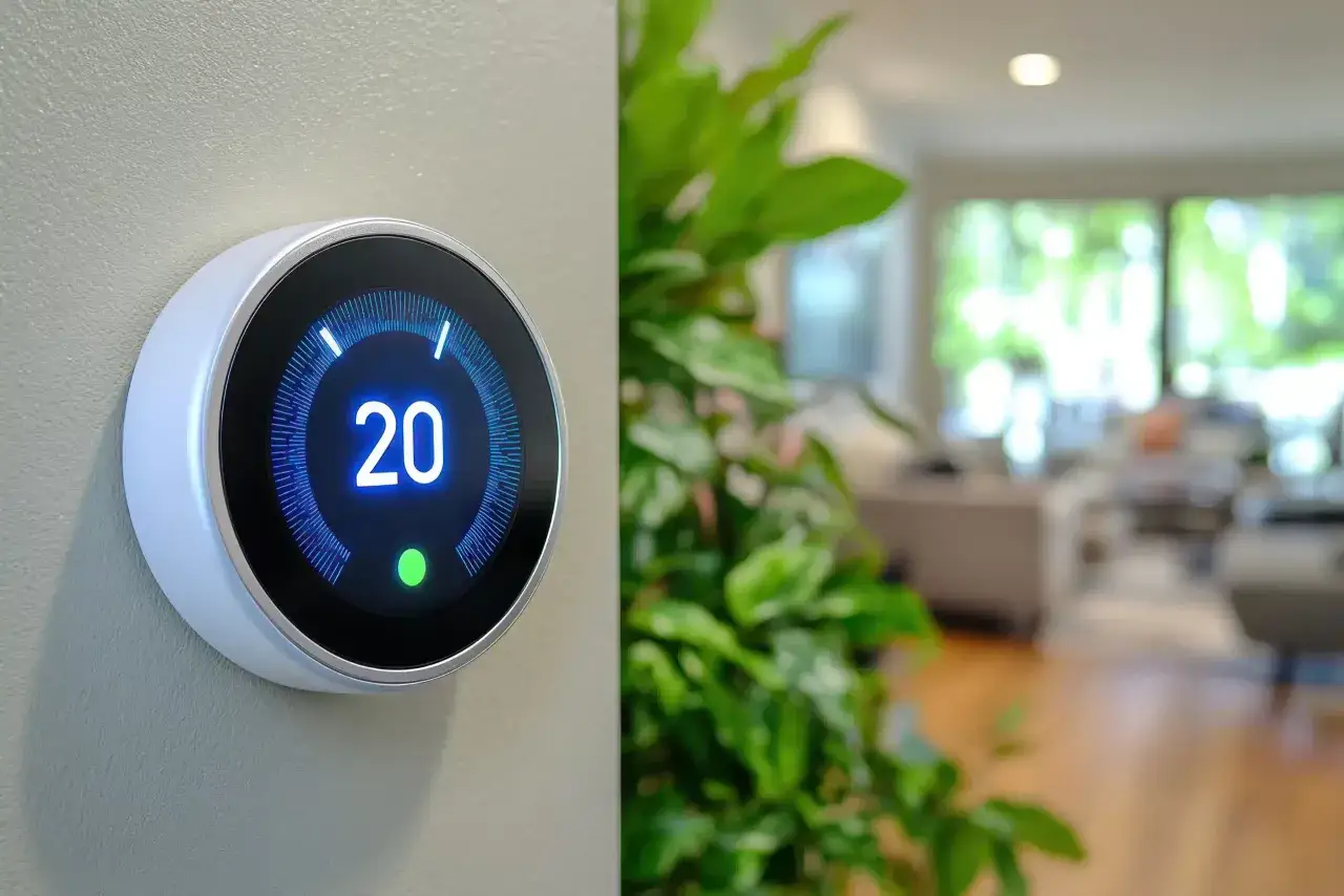 Thermostat connecté affichant 20 degrés, prêt à aider à réguler la température de votre maison.